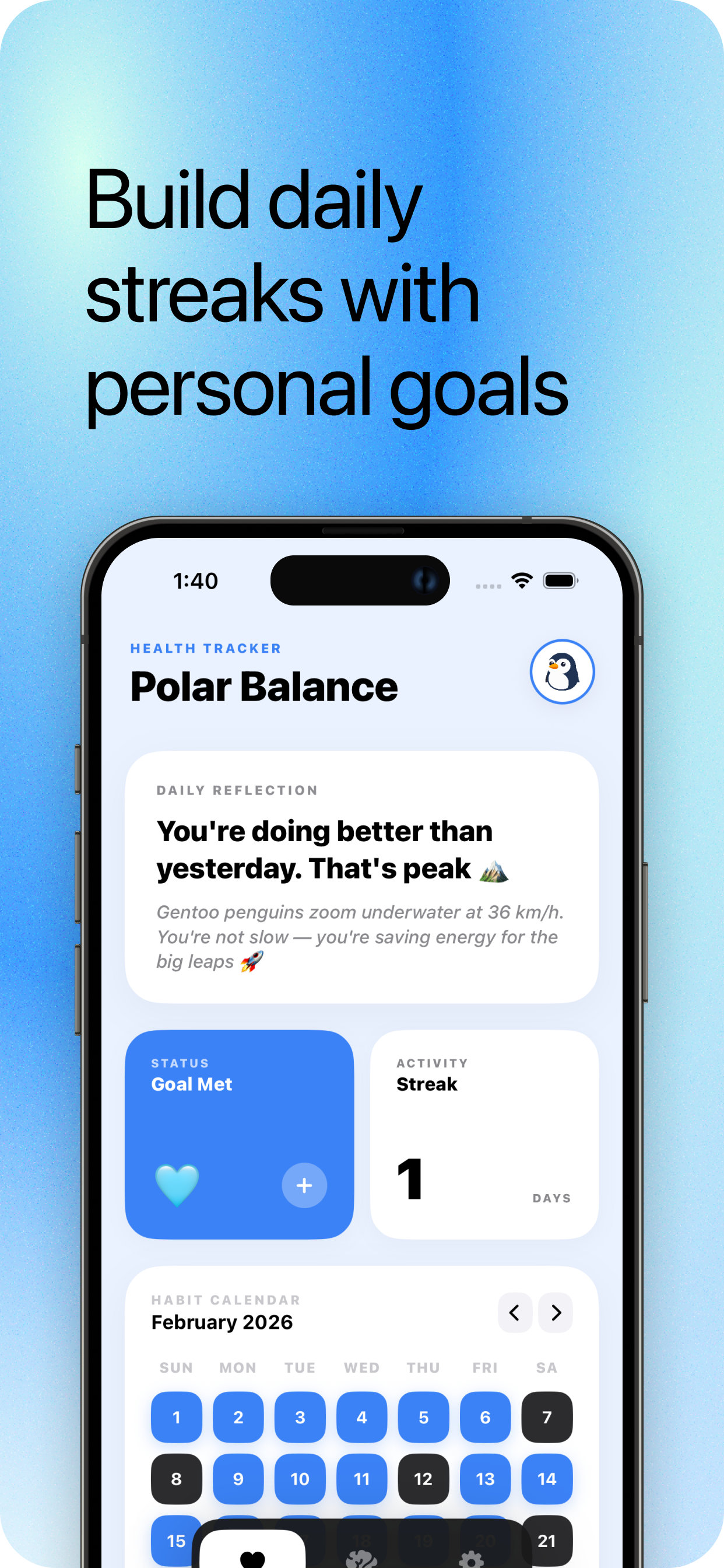 Polar Balance dashboard screen