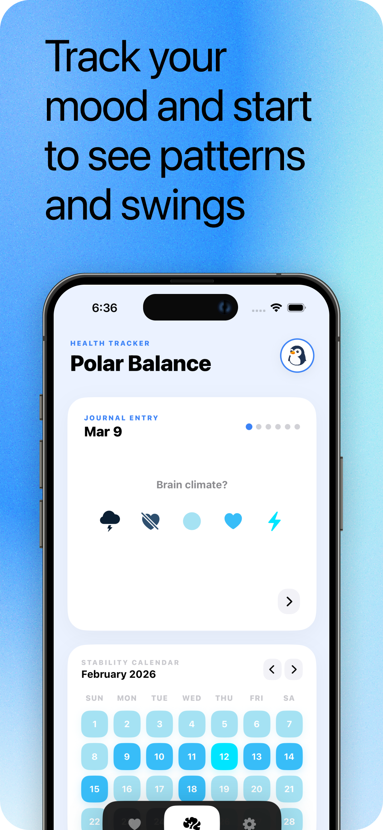 Polar Balance mood logging screen